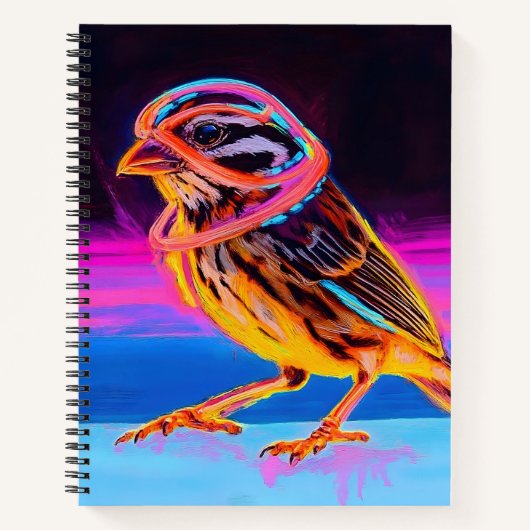 Neon Sparrow met gloeiende accenten Notitieboek (Voorkant)