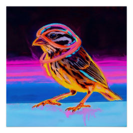 Neon Sparrow met gloeiende accenten Perfect Poster