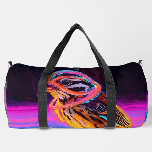 Neon Sparrow met gloeiende accenten Plunjezak (Achterkant)