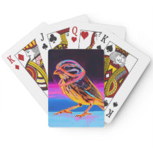 Neon Sparrow met gloeiende accenten