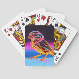 Neon Sparrow met gloeiende accenten Pokerkaarten