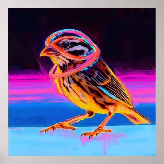Neon Sparrow met gloeiende accenten Poster (Voorkant)