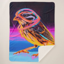 Neon Sparrow met gloeiende accenten Sherpa Deken