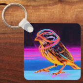 Neon Sparrow met gloeiende accenten Sleutelhanger (Voorkant)