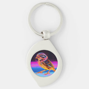 Neon Sparrow met gloeiende accenten Sleutelhanger