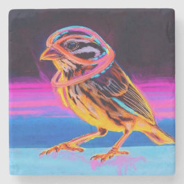 Neon Sparrow met gloeiende accenten Stenen Onderzetter