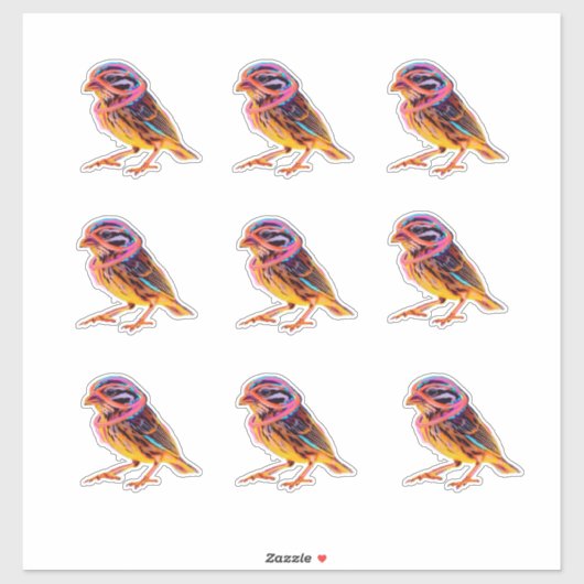 Neon Sparrow met gloeiende accenten Sticker (Vel)