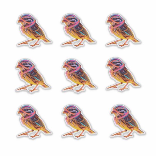 Neon Sparrow met gloeiende accenten Sticker (Voorkant)