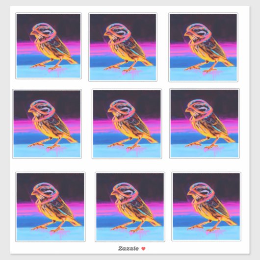 Neon Sparrow met gloeiende accenten Sticker (Vel)