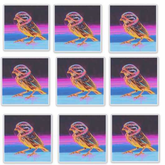 Neon Sparrow met gloeiende accenten Sticker (Voorkant)