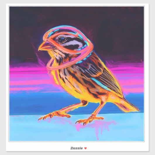 Neon Sparrow met gloeiende accenten Sticker (Vel)