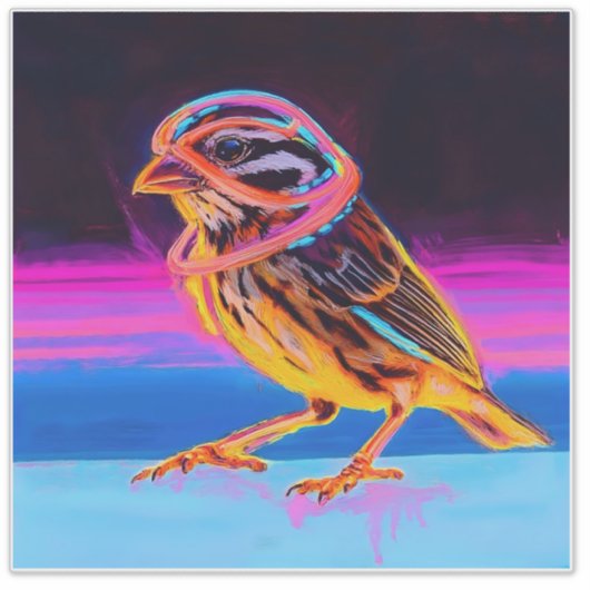 Neon Sparrow met gloeiende accenten Sticker (Voorkant)