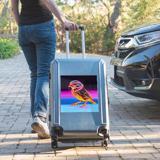 Neon Sparrow met gloeiende accenten Sticker (Koffer Insitu)