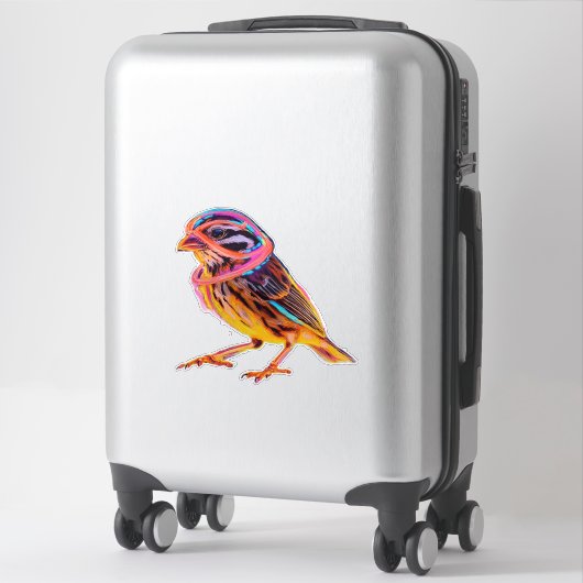 Neon Sparrow met gloeiende accenten Sticker (Koffer)