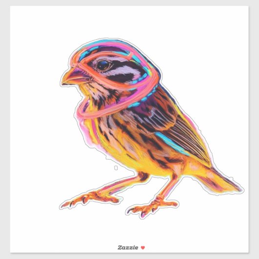 Neon Sparrow met gloeiende accenten Sticker (Vel)
