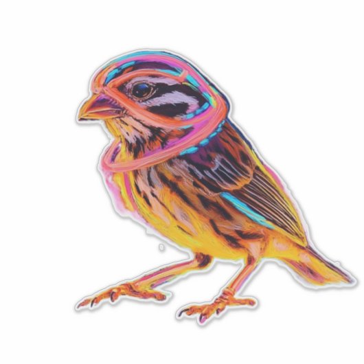 Neon Sparrow met gloeiende accenten Sticker (Voorkant)