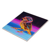 Neon Sparrow met gloeiende accenten Tegeltje (Zijkant)