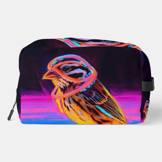 Neon Sparrow met gloeiende accenten Toilettasje (Achterkant)