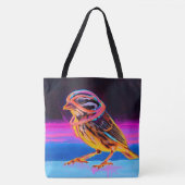 Neon Sparrow met gloeiende accenten Tote Bag (Voorkant)