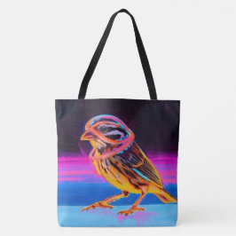 Neon Sparrow met gloeiende accenten Tote Bag