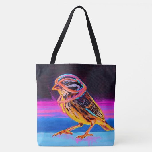 Neon Sparrow met gloeiende accenten Tote Bag (Voorkant)