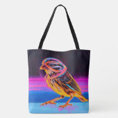 Neon Sparrow met gloeiende accenten Tote Bag (Achterkant)