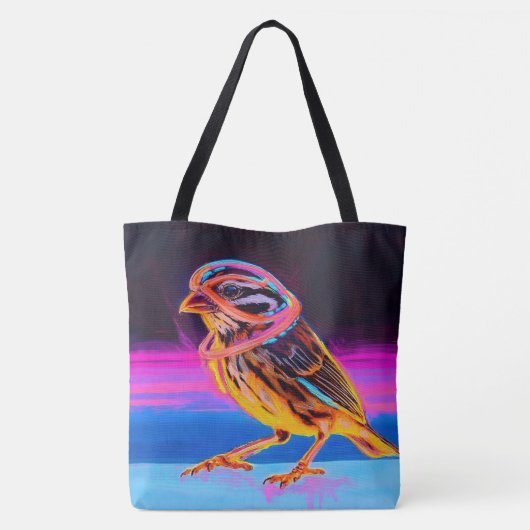 Neon Sparrow met gloeiende accenten Tote Bag (Achterkant)
