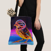 Neon Sparrow met gloeiende accenten Tote Bag (Dichtbij)