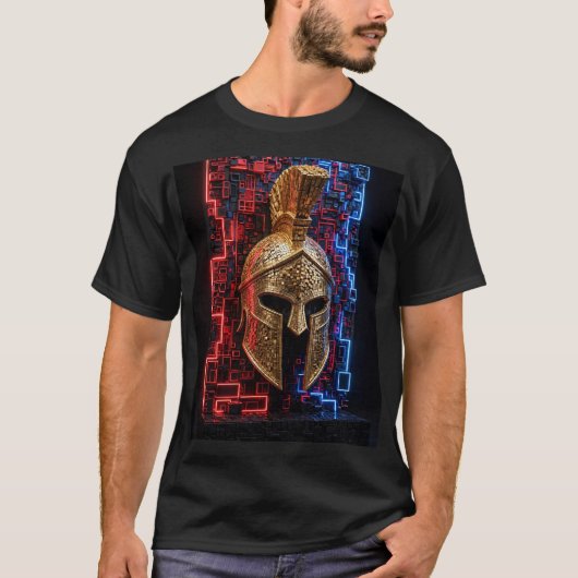 Neon Spartan Extra 3D Mozaïek ontwerp T-shirt (Voorkant)