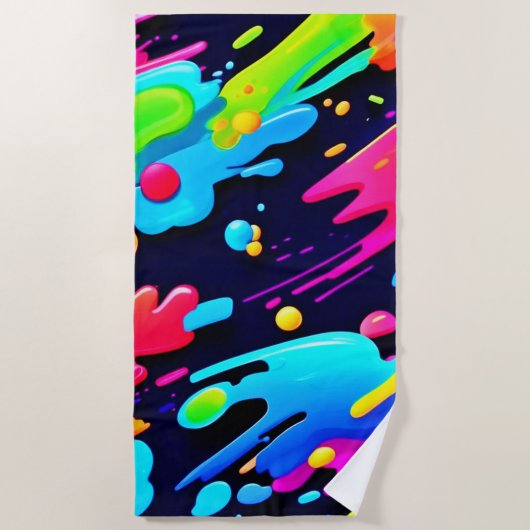Neon Spat Flow Kunst Strandlaken (Voorkant)