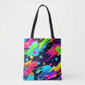 Neon Spat Flow Kunst Tote Bag (Voorkant)