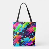 Neon Spat Flow Kunst Tote Bag (Achterkant)