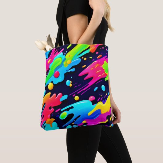 Neon Spat Flow Kunst Tote Bag (Dichtbij)