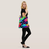 Neon Spat Flow Kunst Tote Bag (Op model)