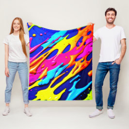 Neon Spatdesign Fleece Deken