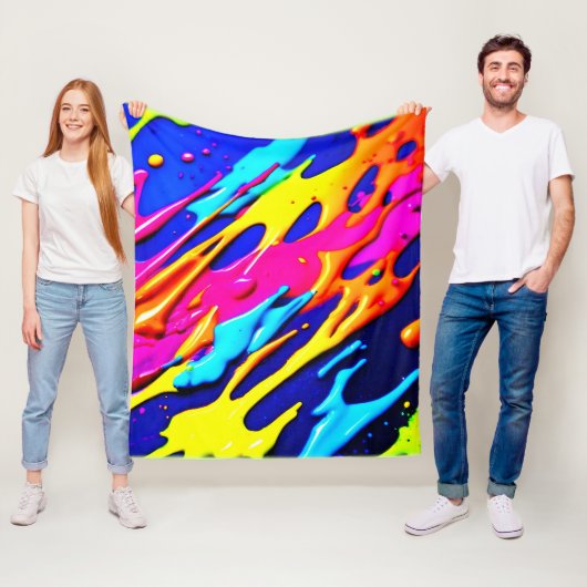 Neon Spatdesign Fleece Deken (In situ)