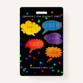 Neon Speech Bubble Boy Girl Birthday Party Invitat Badge (Voorkant)