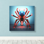 Neon Spider Art Canvas Afdruk (Insitu (Houten vloer))