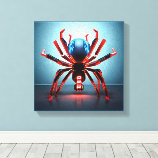 Neon Spider Art Canvas Afdruk (Insitu (Houten vloer))