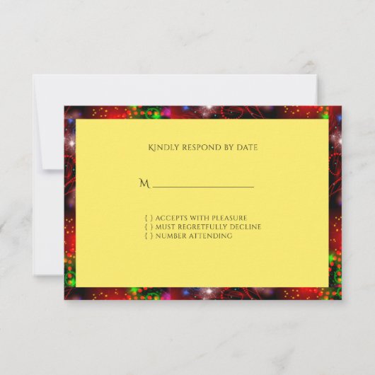 Neon Spiraal's Vallende Sterren Kleur Uitbarstinge RSVP Kaartje (Achterkant)