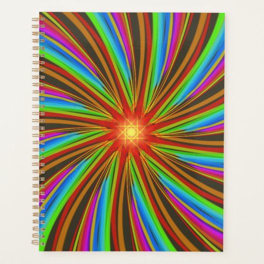 Neon Spiraalwervel – Levendig Fractal Bewegingsont Planner (Voorkant)
