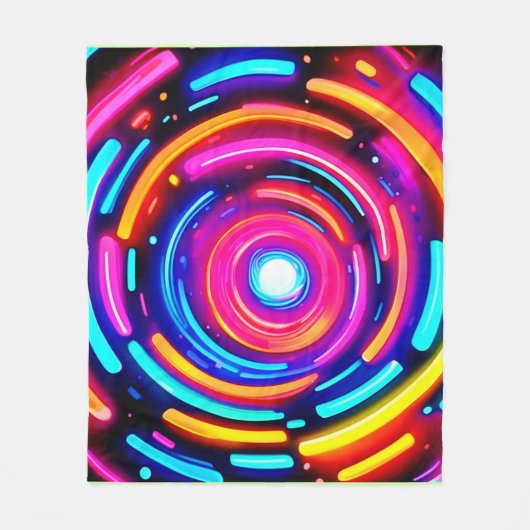Neon Spiral Light Art Fleece Deken (Voorkant)