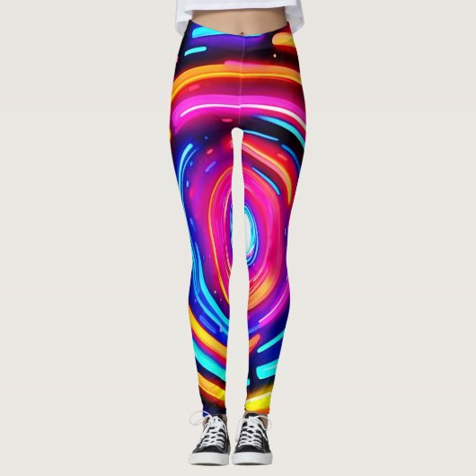 Neon Spiral Light Art Leggings (Voorkant)