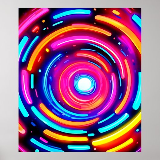 Neon Spiral Light Art Poster (Voorkant)