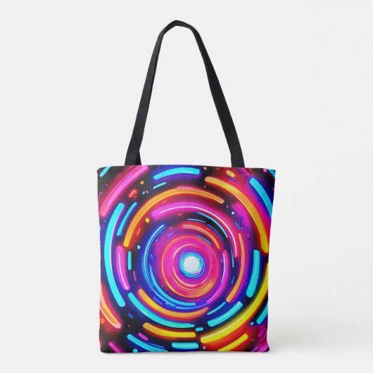 Neon Spiral Light Art Tote Bag (Achterkant)