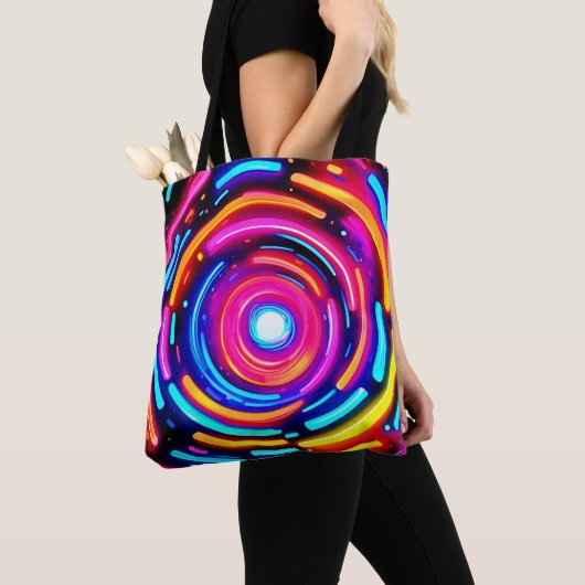 Neon Spiral Light Art Tote Bag (Dichtbij)