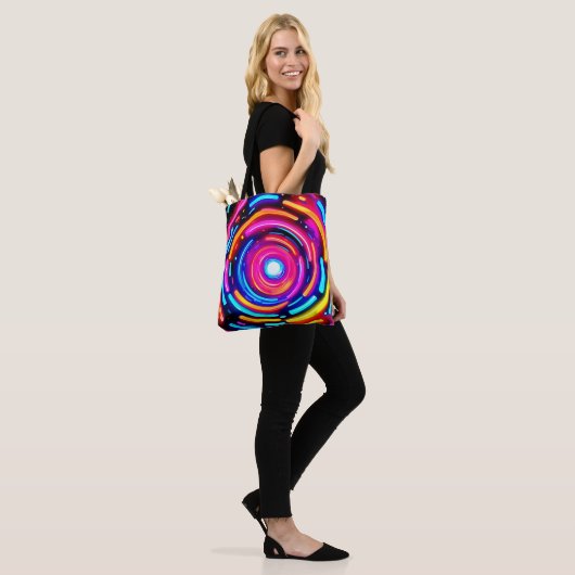 Neon Spiral Light Art Tote Bag (Op model)