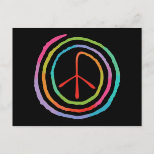 Neon Spiral Peace Symbol II Briefkaart