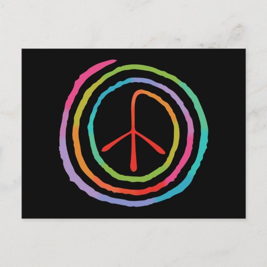 Neon Spiral Peace Symbol II Briefkaart (Voorkant)