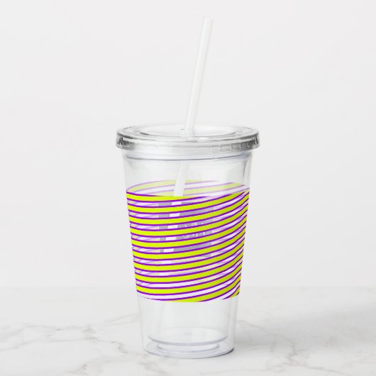 Neon Spiral Ribbon Stripes Monogram Aangepaste naa Acryl Drinkbeker (Achterkant)